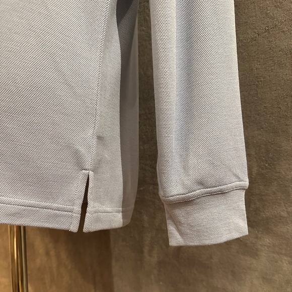 New Henry Jacobson, size Lg, sky blue, silk/cotton pique mock turtleneck shirt - Picture 3 of 6